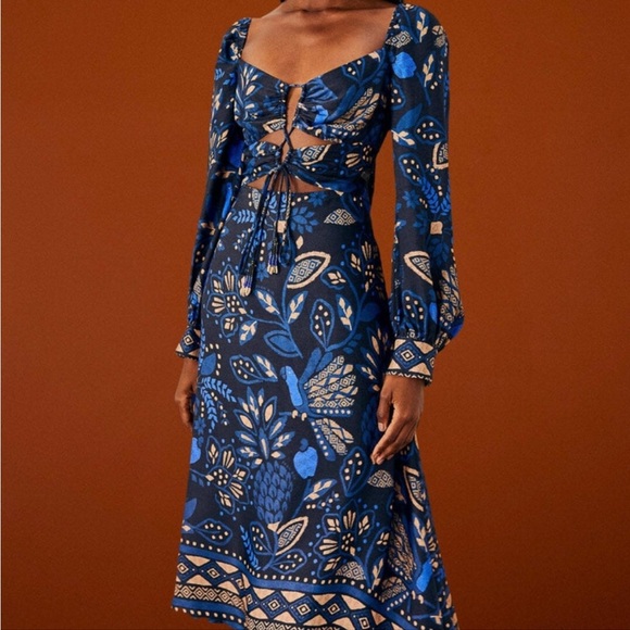 Farm Rio Black Macaw Forest Midi Dress - Picture 2 of 5